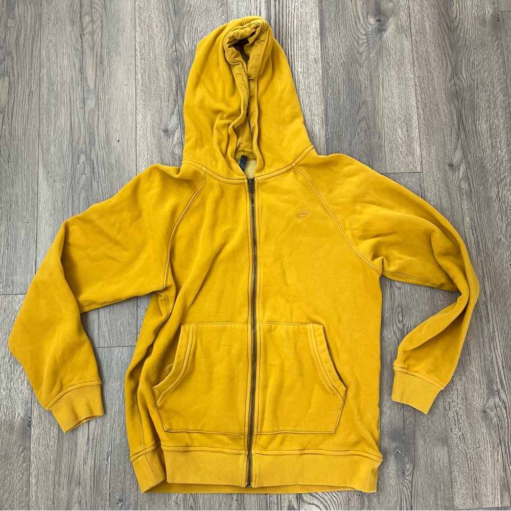 Fabletics Mustard Yellow Zip Up‎ Jacket Track Jacket Sz L Men’s Athleisure